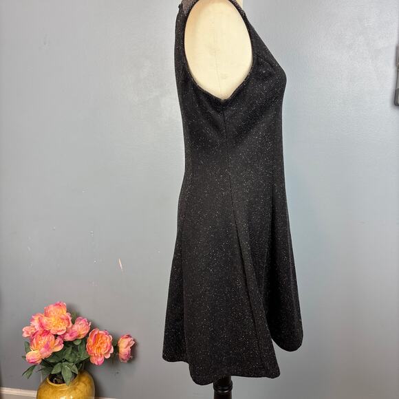 Old Navy Blackjack Tweed Knit Sleeveless Cocktail Dress Fit Flare A Line Black M - Picture 3 of 9